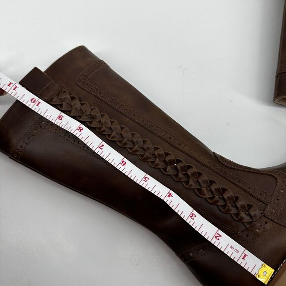 Elephantito Tall Braided Leather Knee High Boots Shoes Brown NWOB Girls Size 13 - Picture 10 of 12
